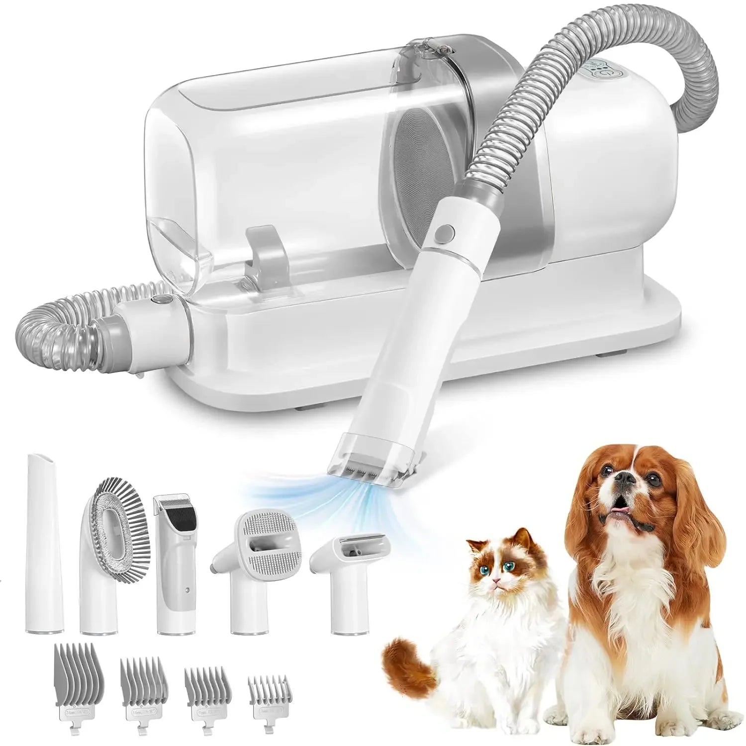 Pet Grooming Vacuum Kit with Clippers & Brushes