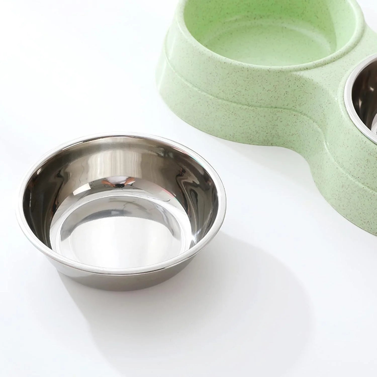 Double Pet Bowl with Stainless Steel Feeding Dish