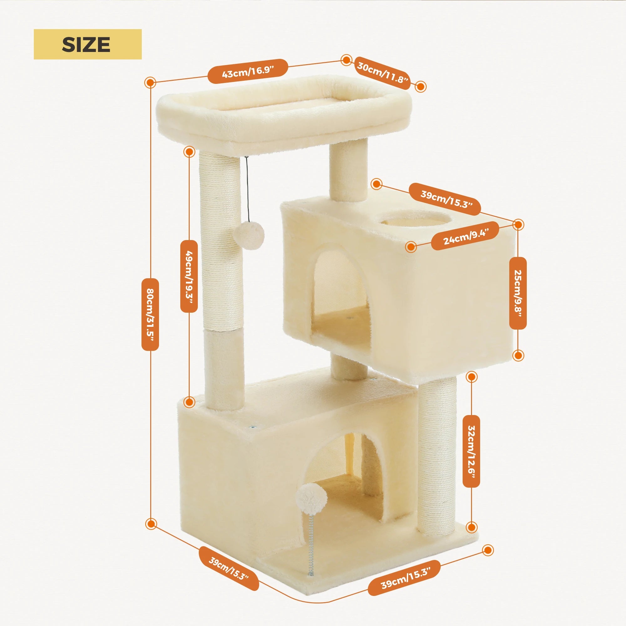 Multi-Level Cat Tree Tower with Condo & Scratching Posts