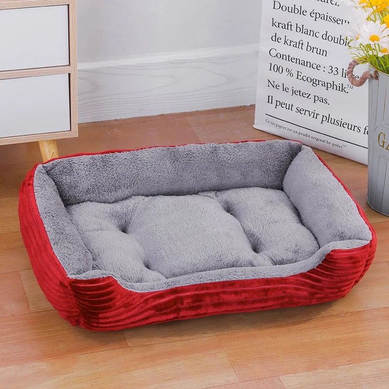 Orthopedic Plush Dog & Cat Bed – Washable Rectangular Pet Sofa