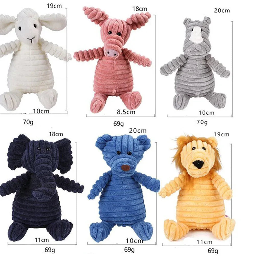 Corduroy Animal Plush Dog Toy with Squeaker