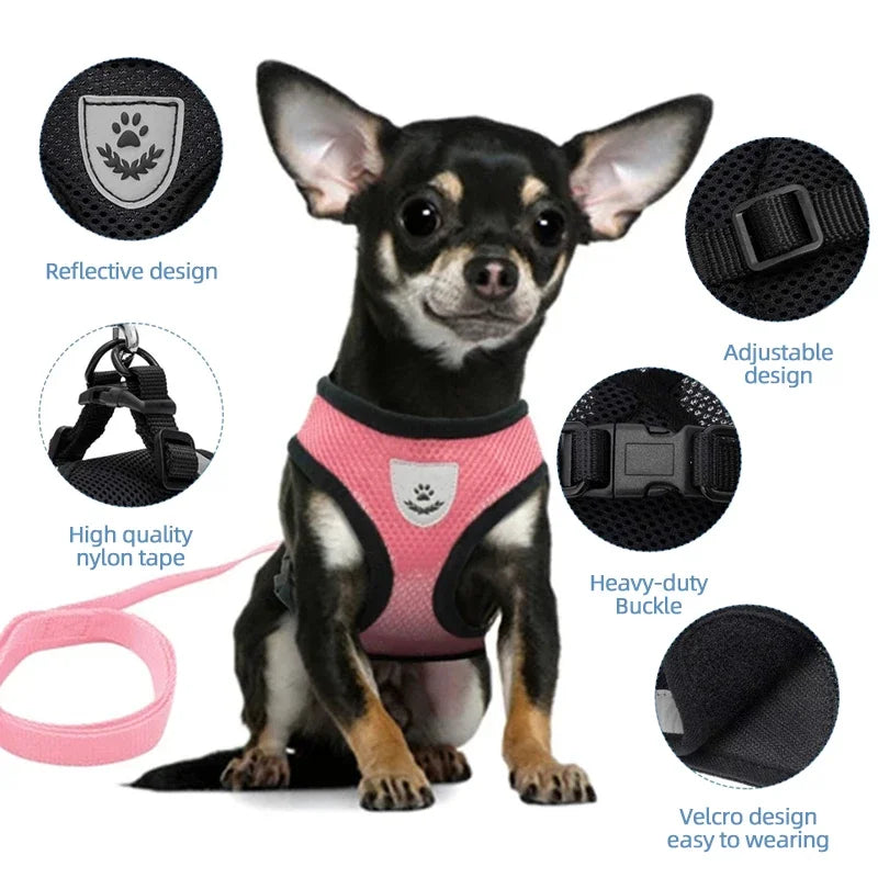 No-Pull Soft Mesh Dog & Cat Harness with Leash