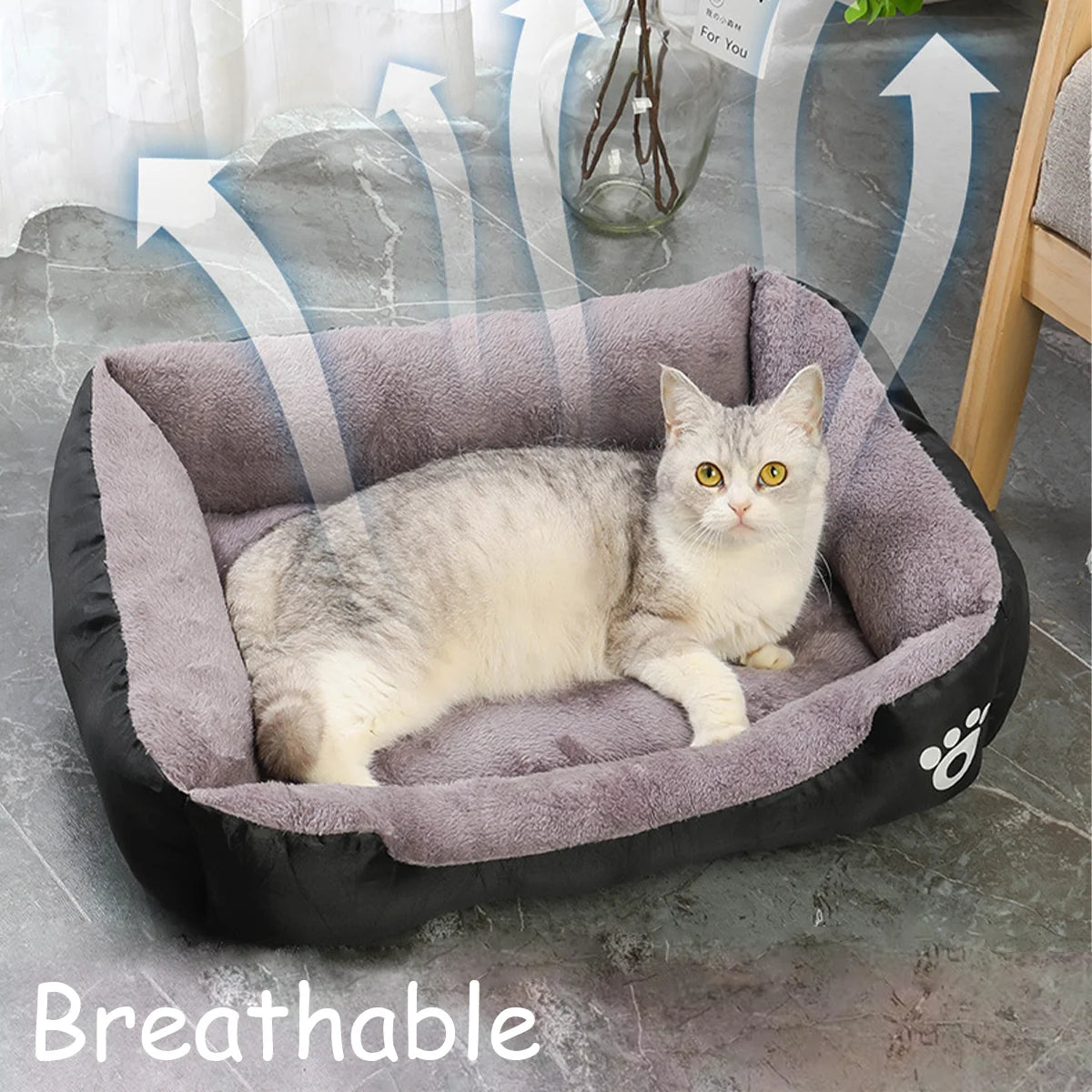 Orthopedic Plush Dog & Cat Bed – Washable Rectangular Pet Sofa