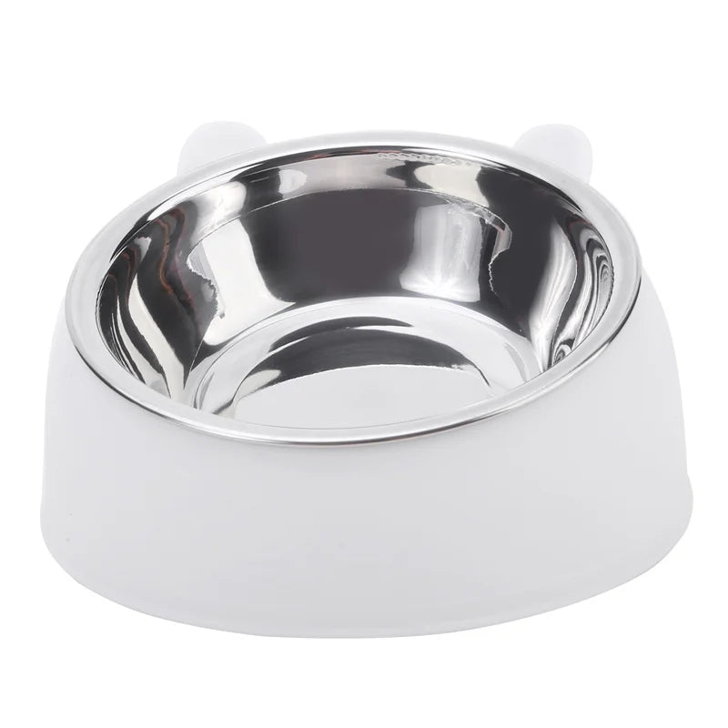 Cute Cat Ear Pet Bowl with Stainless Steel Dish