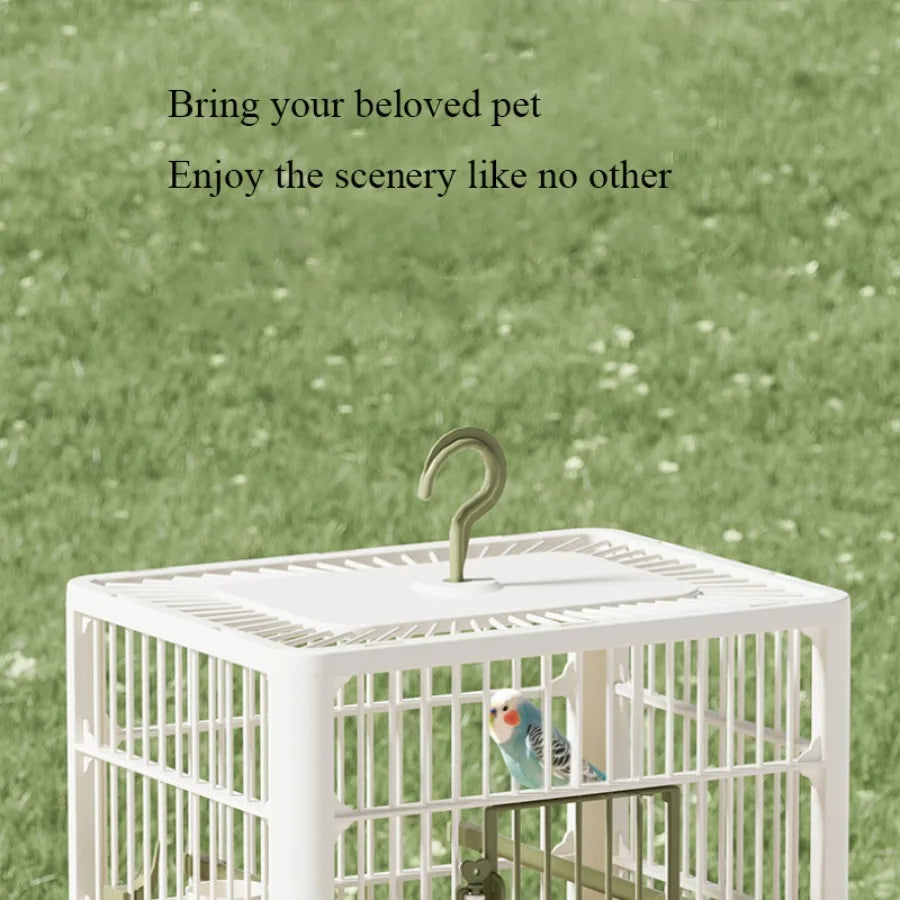 Portable Bird Travel Cage with Perches & Feeders