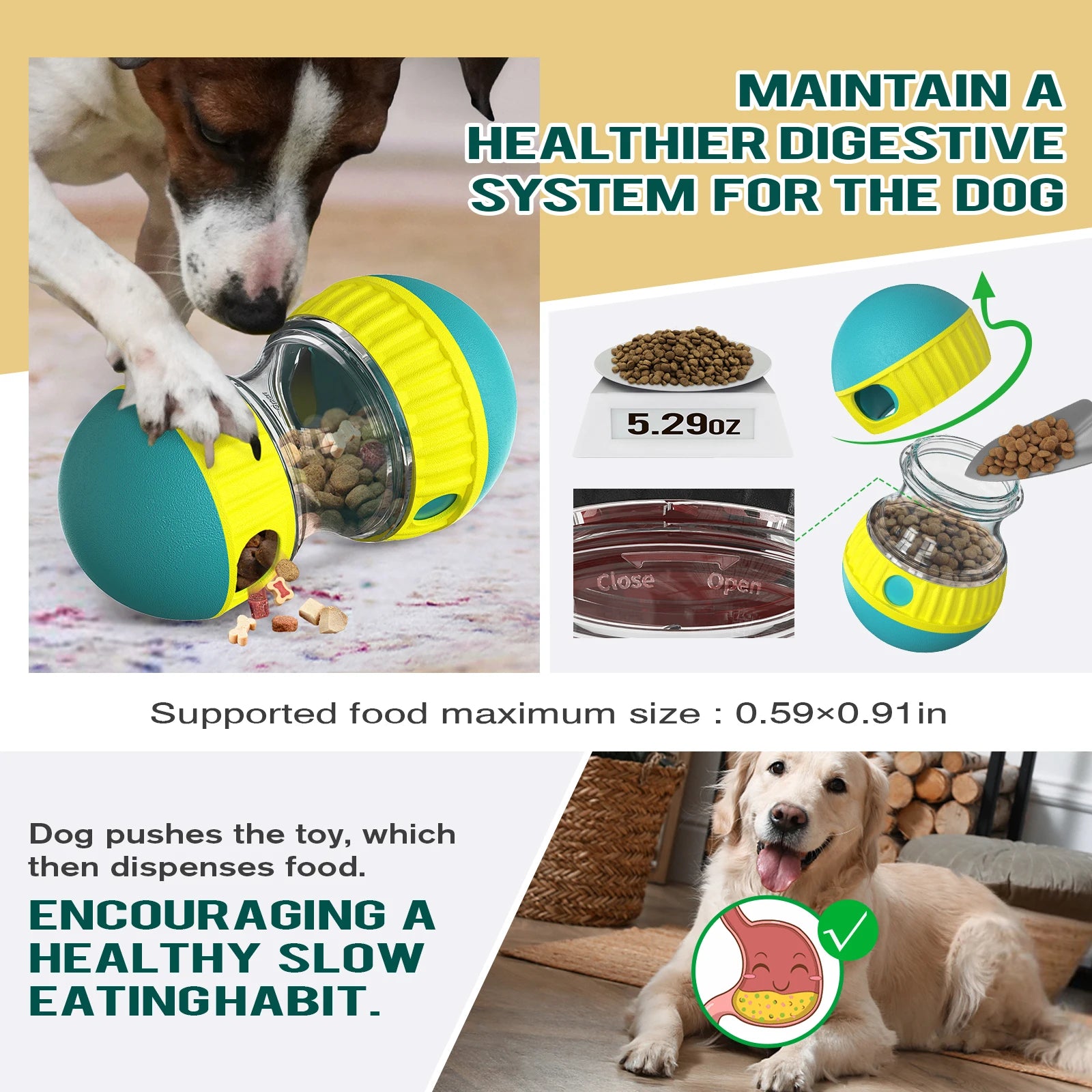 Interactive Dog Slow Feeder Treat Dispenser Toy