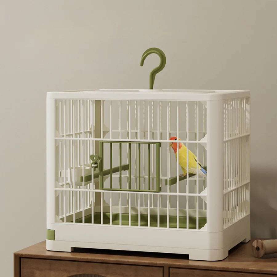 Portable Bird Travel Cage with Perches & Feeders