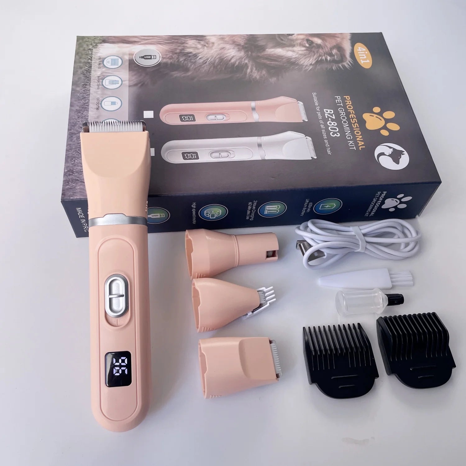 Pet Hair Clippers Kit with Low Noise & USB Charging