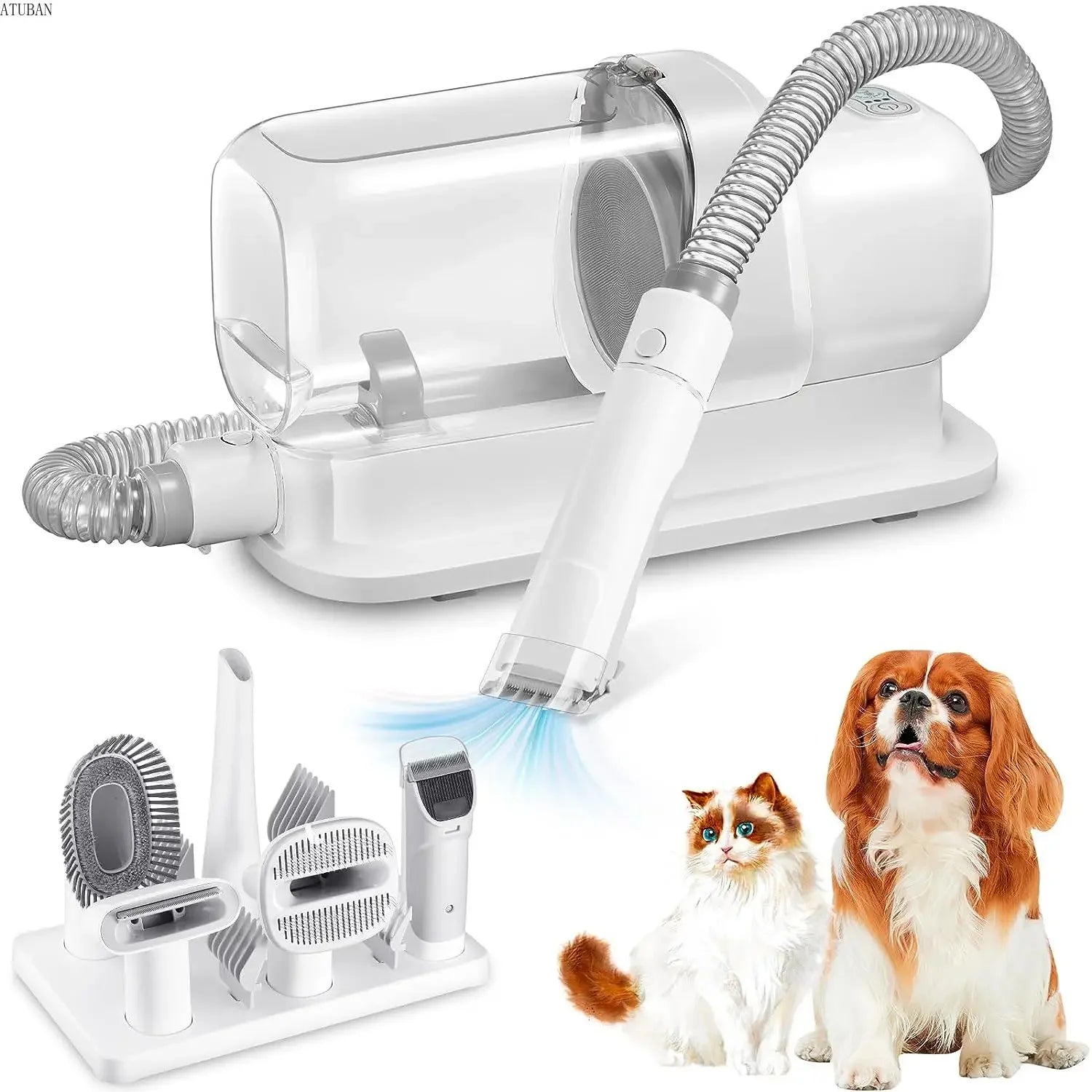 Pet Grooming Vacuum Kit with Clippers & Brushes