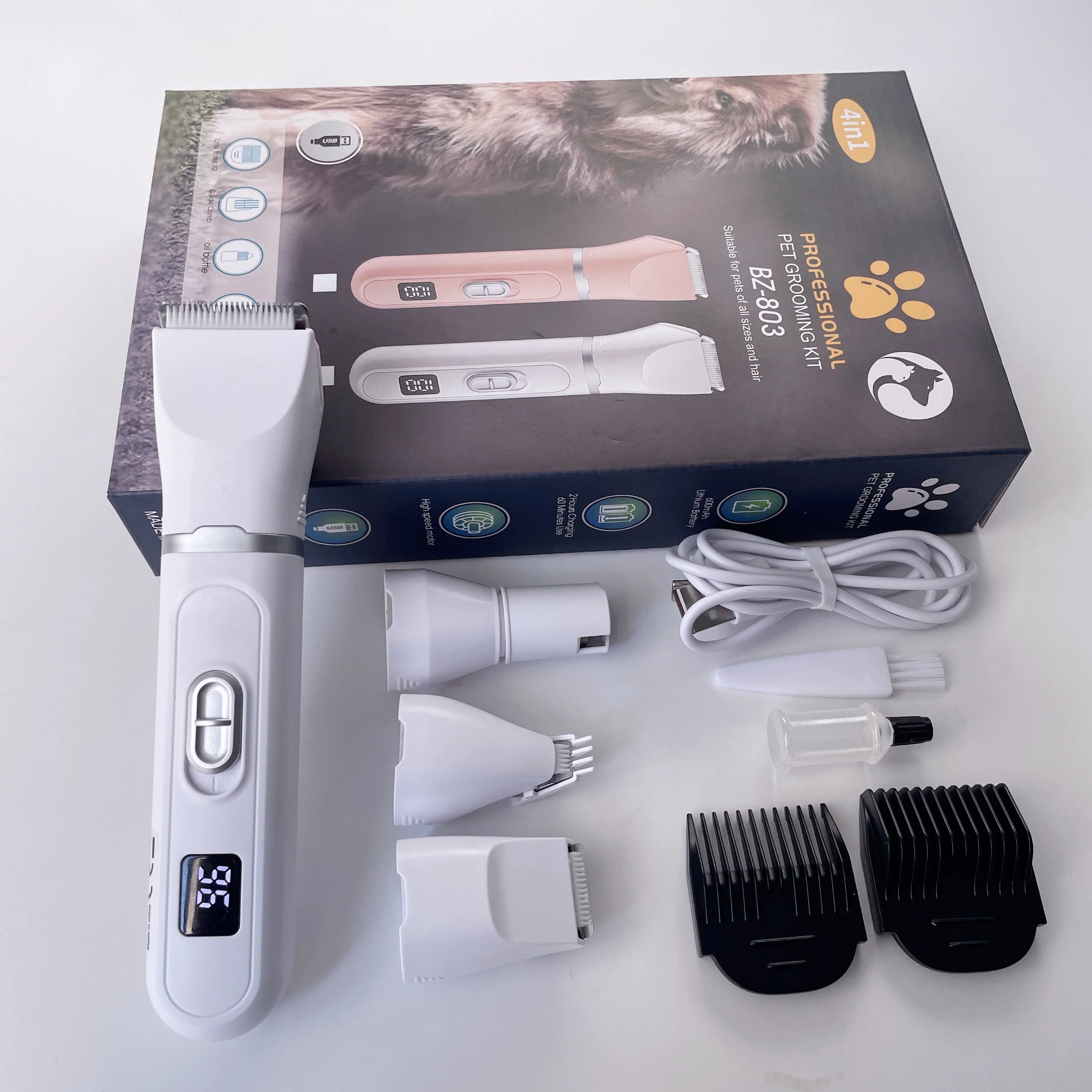 Pet Hair Clippers Kit with Low Noise & USB Charging