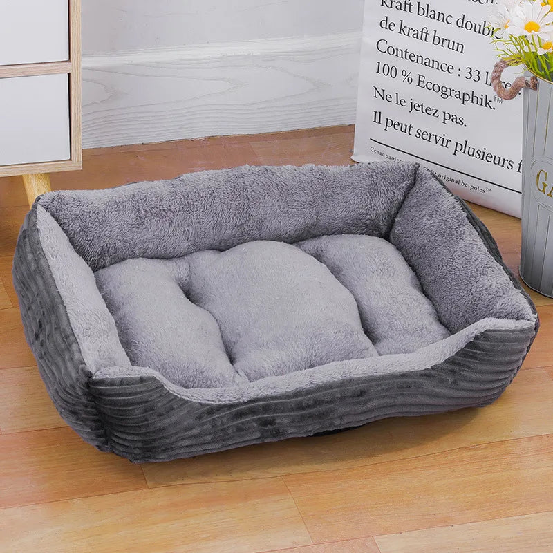 Orthopedic Plush Dog & Cat Bed – Washable Rectangular Pet Sofa