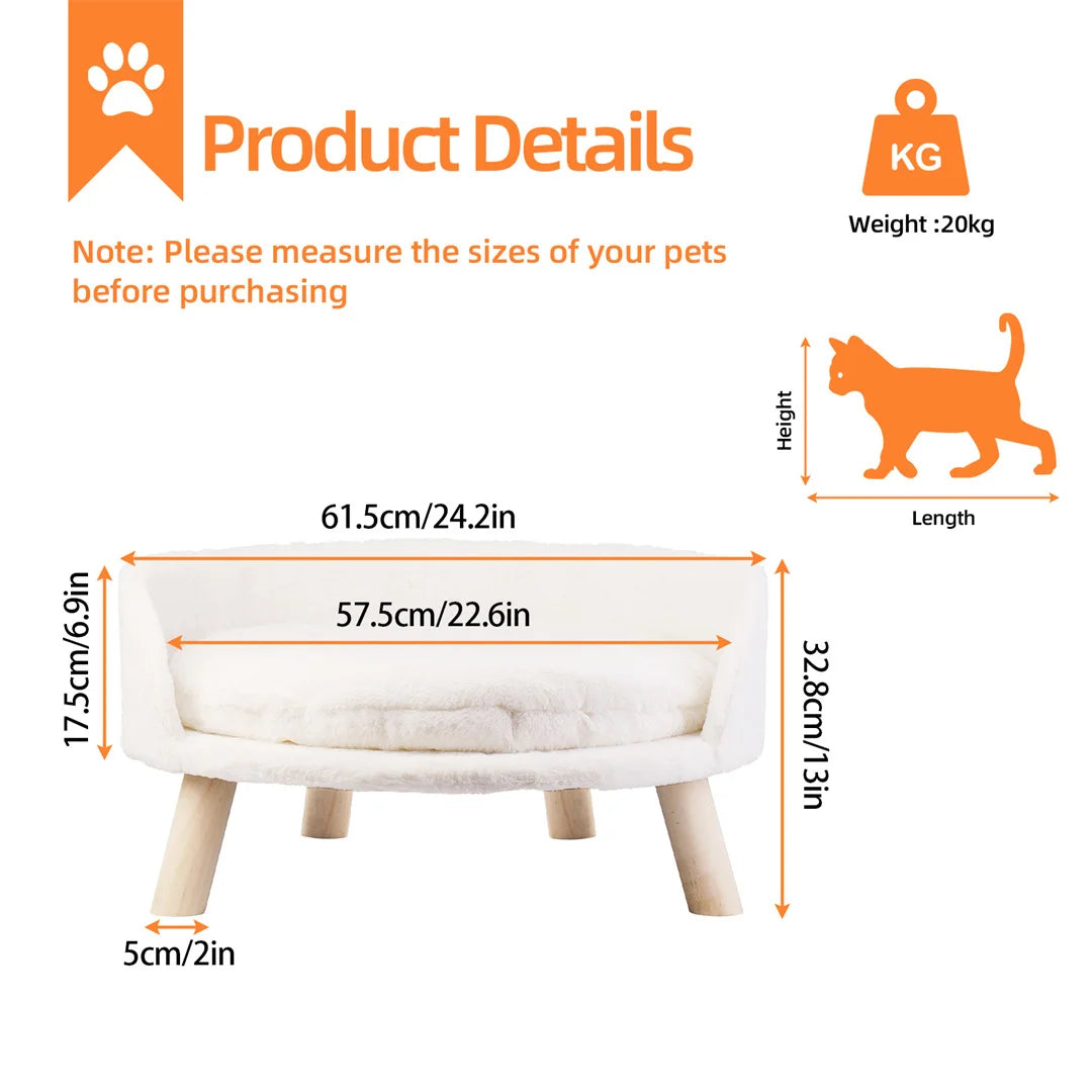 Elevated Pet Bed with Legs – Cozy Cat & Small Dog Sofa