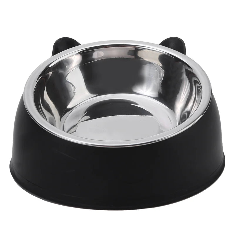 Cute Cat Ear Pet Bowl with Stainless Steel Dish