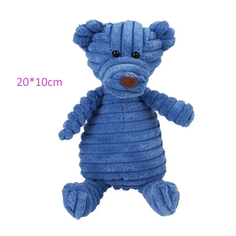 Corduroy Animal Plush Dog Toy with Squeaker