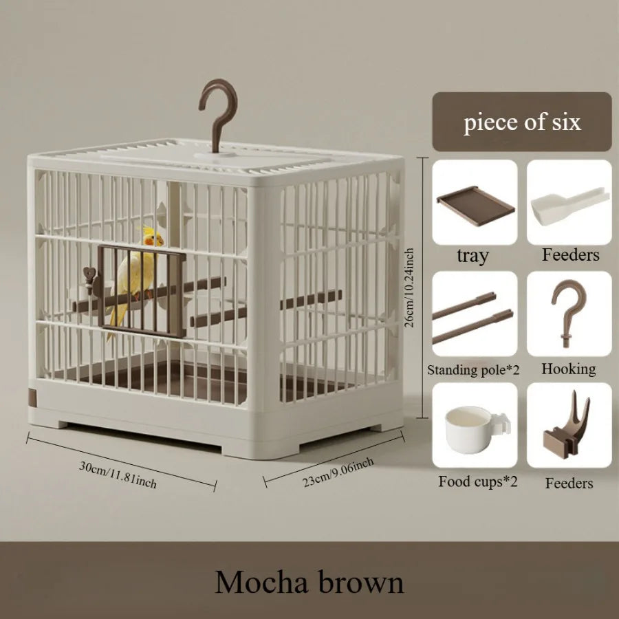 Portable Bird Travel Cage with Perches & Feeders