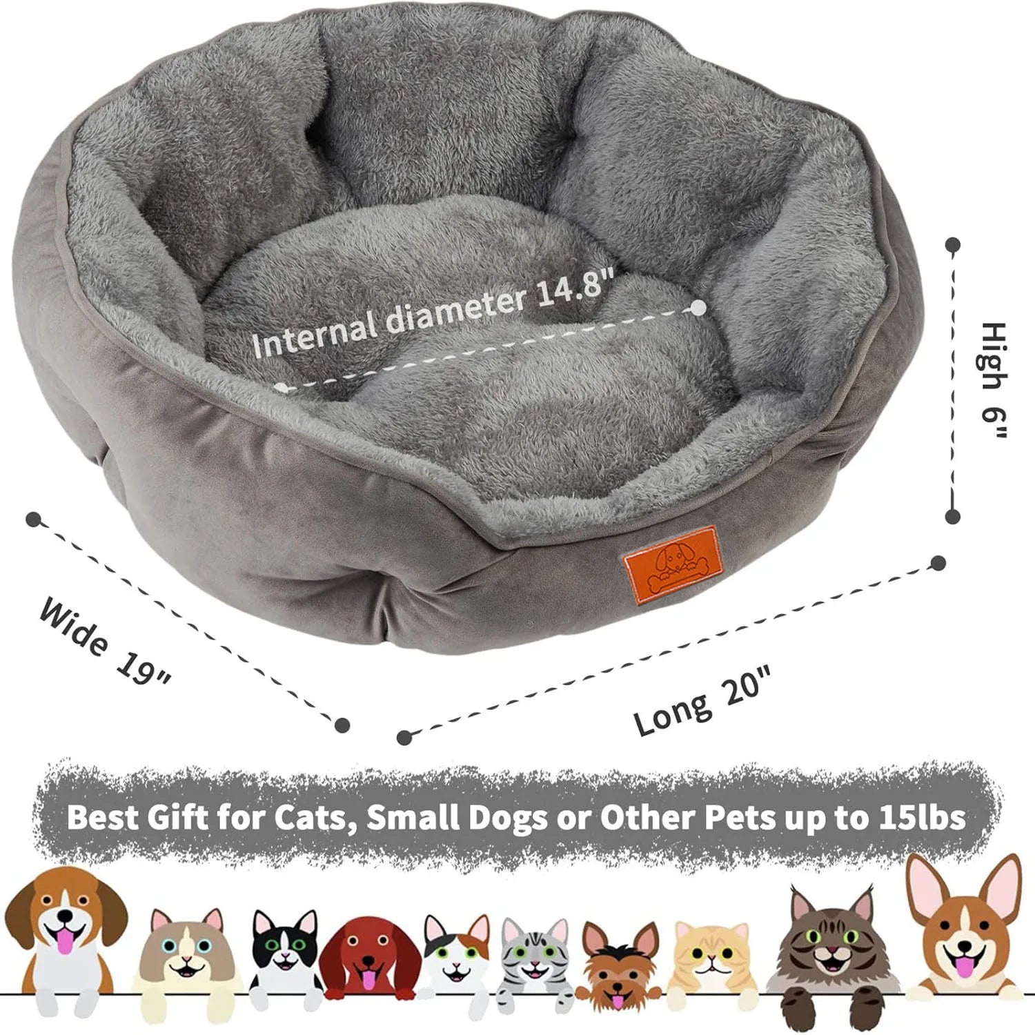 Plush Cat & Small Dog Bed – Washable Pet Cushion