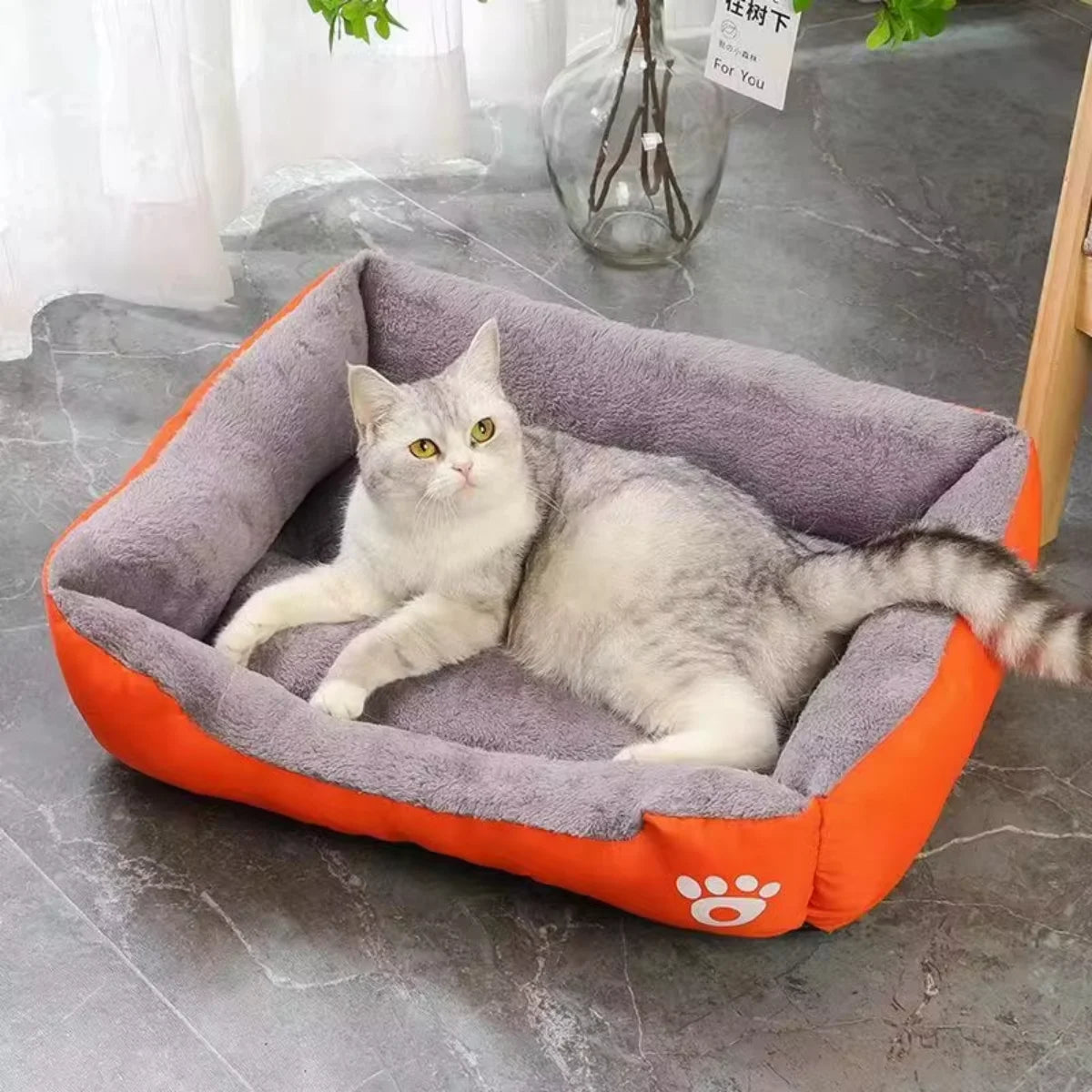 Orthopedic Plush Dog & Cat Bed – Washable Rectangular Pet Sofa