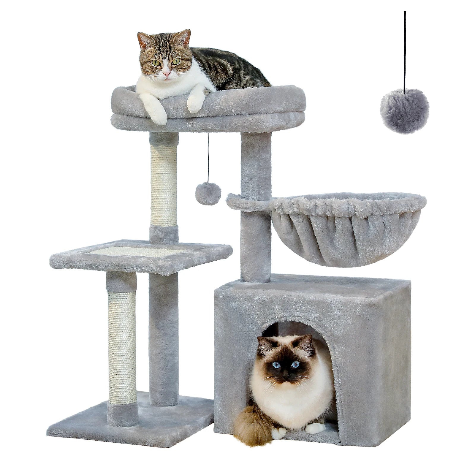 Cat Tree Tower with Condo, Hammock & Scratching Posts