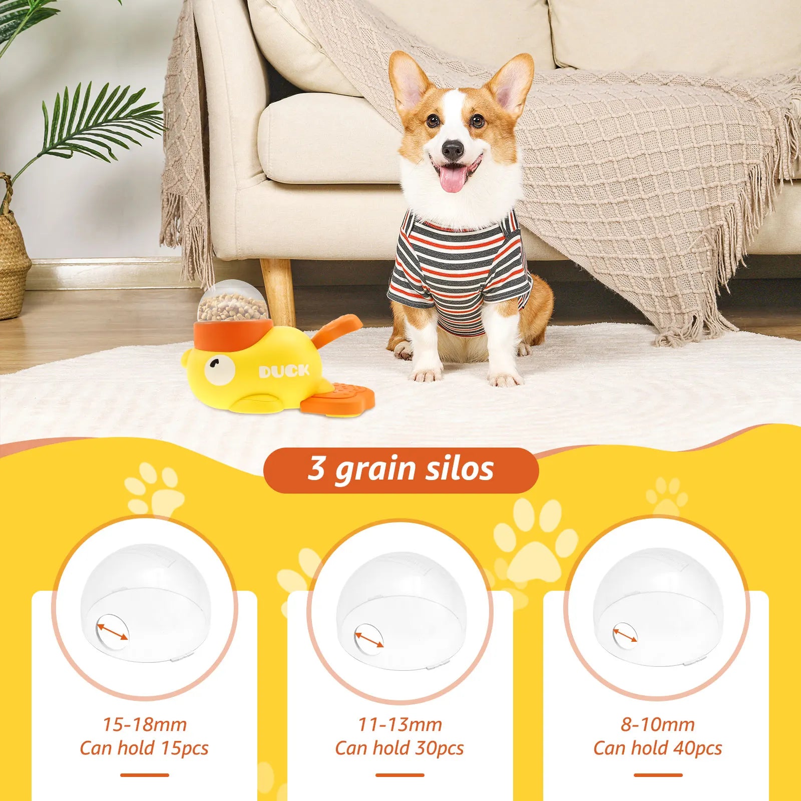 Duck-Shaped Interactive Dog Food Dispenser Toy