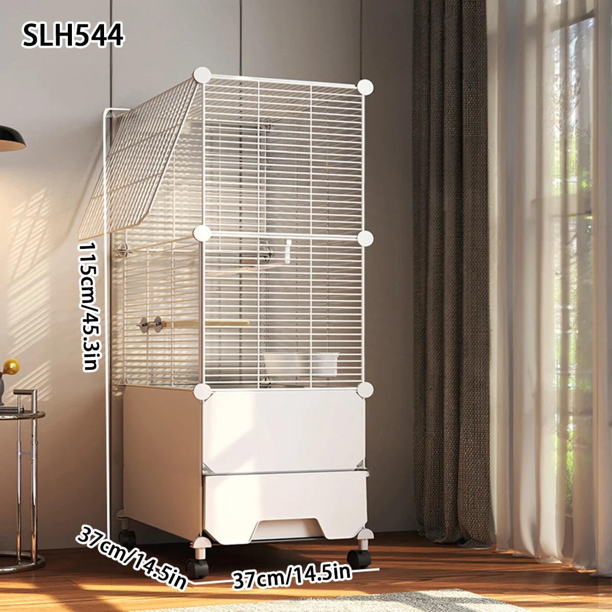 Large Parrot Bird Cage with Stand & Feeding Bowls