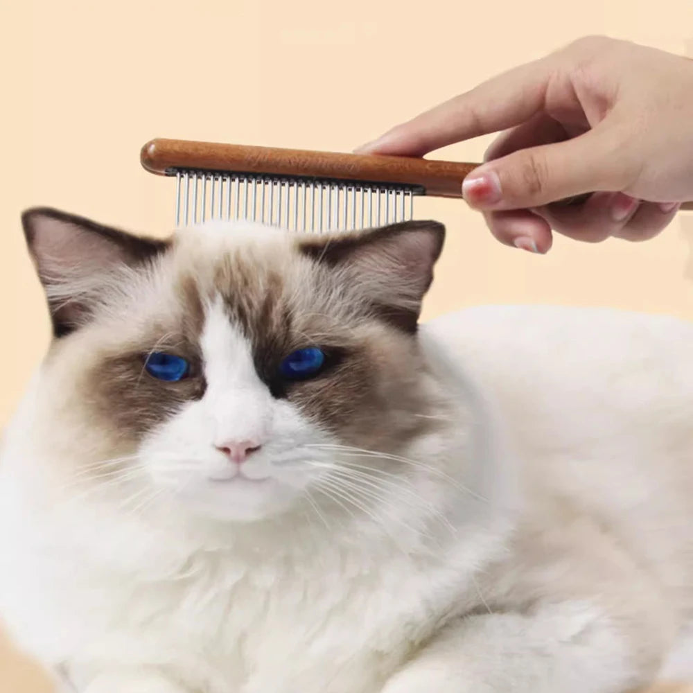 Wooden Pet Grooming Comb for Cats & Dogs – Anti-Shedding