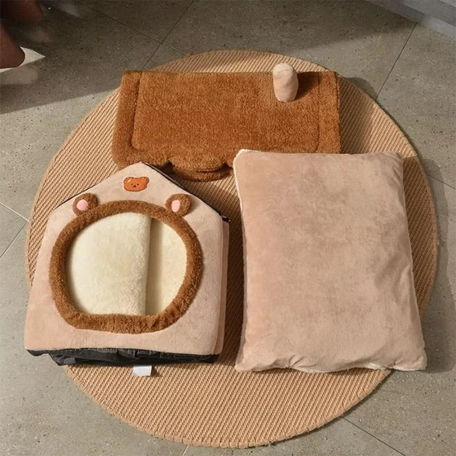 Cozy Cat House Bed with Cushion – Foldable Design