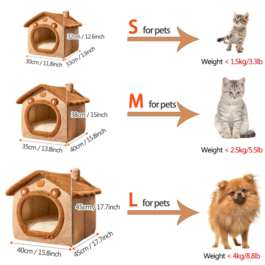 Cozy Cat House Bed with Cushion – Foldable Design
