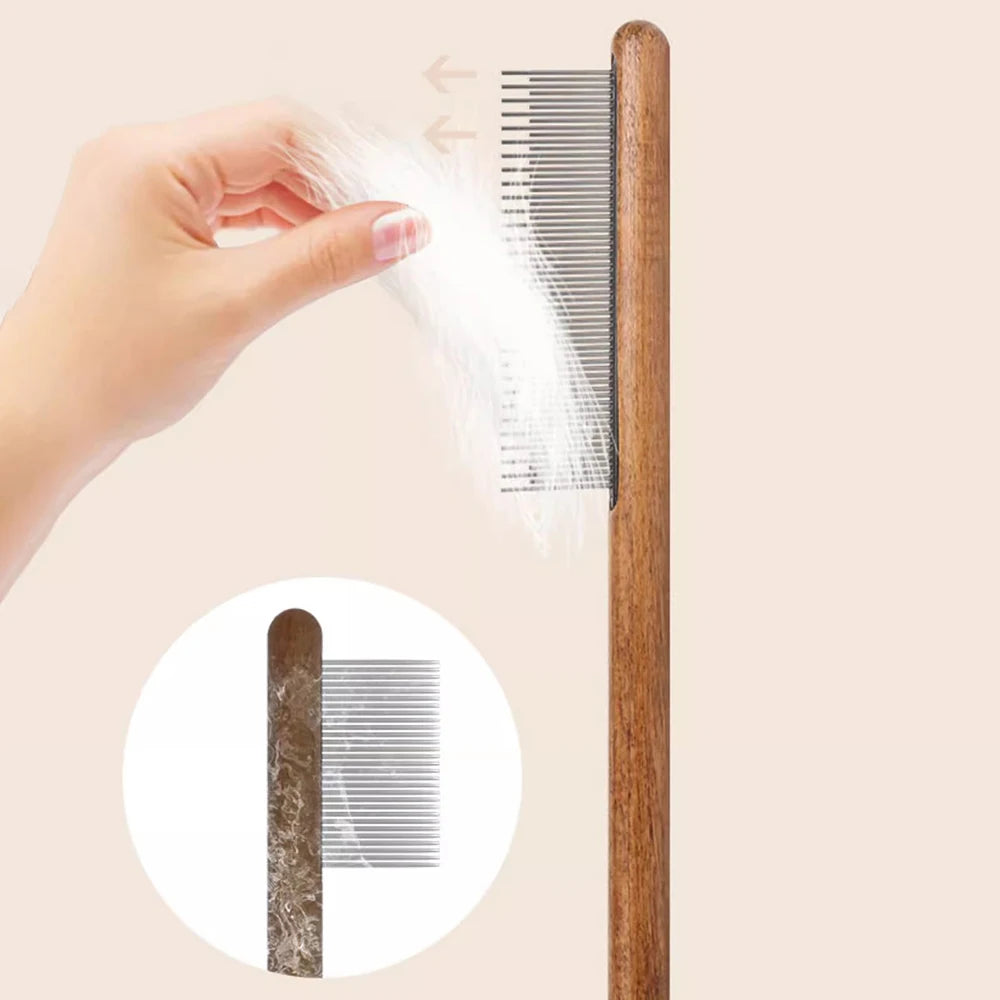 Wooden Pet Grooming Comb for Cats & Dogs – Anti-Shedding