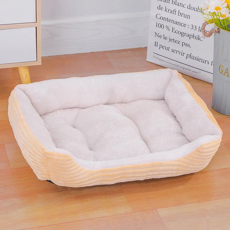 Orthopedic Plush Dog & Cat Bed – Washable Rectangular Pet Sofa