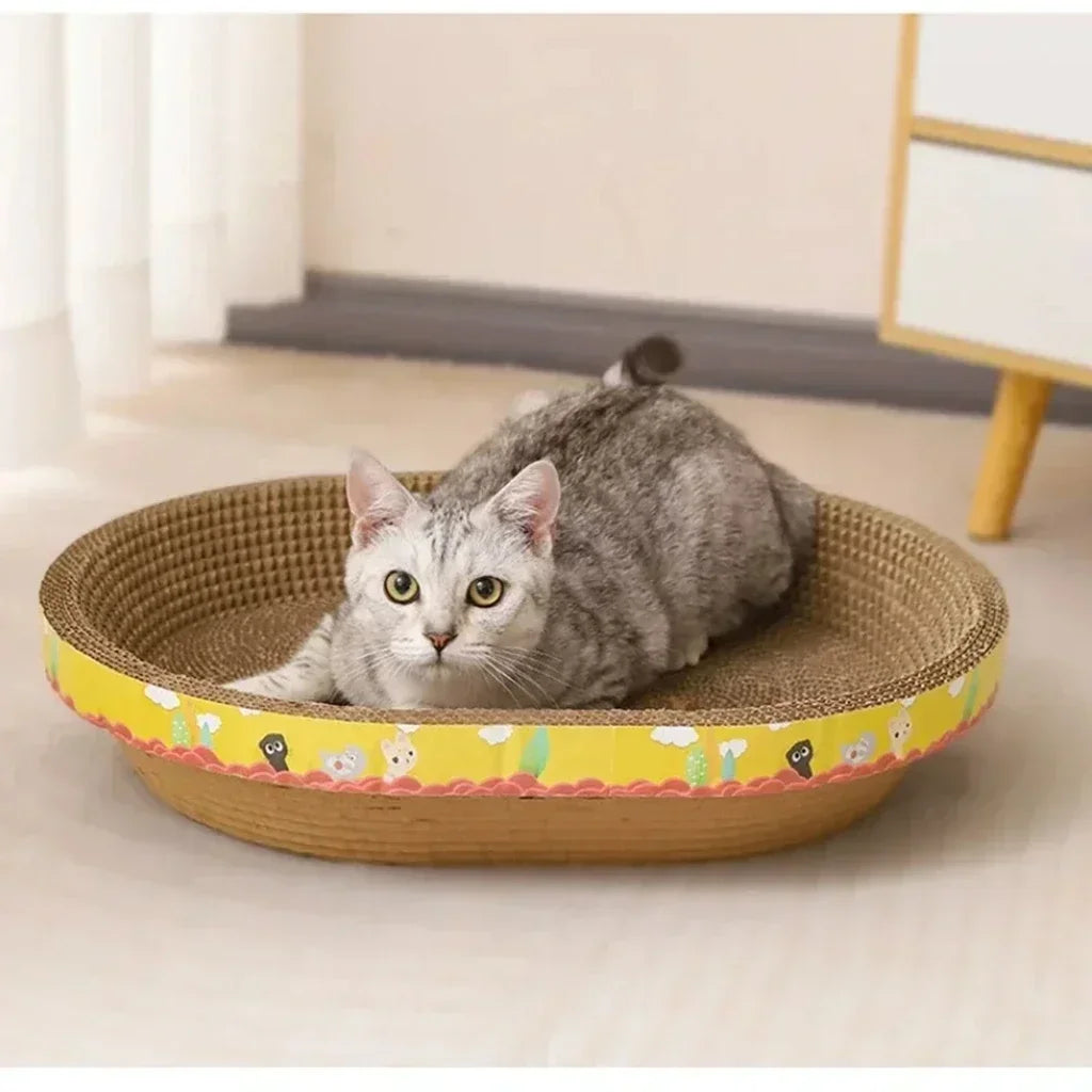 Round Cat Scratcher Bed Bowl with Corrugated Cardboard