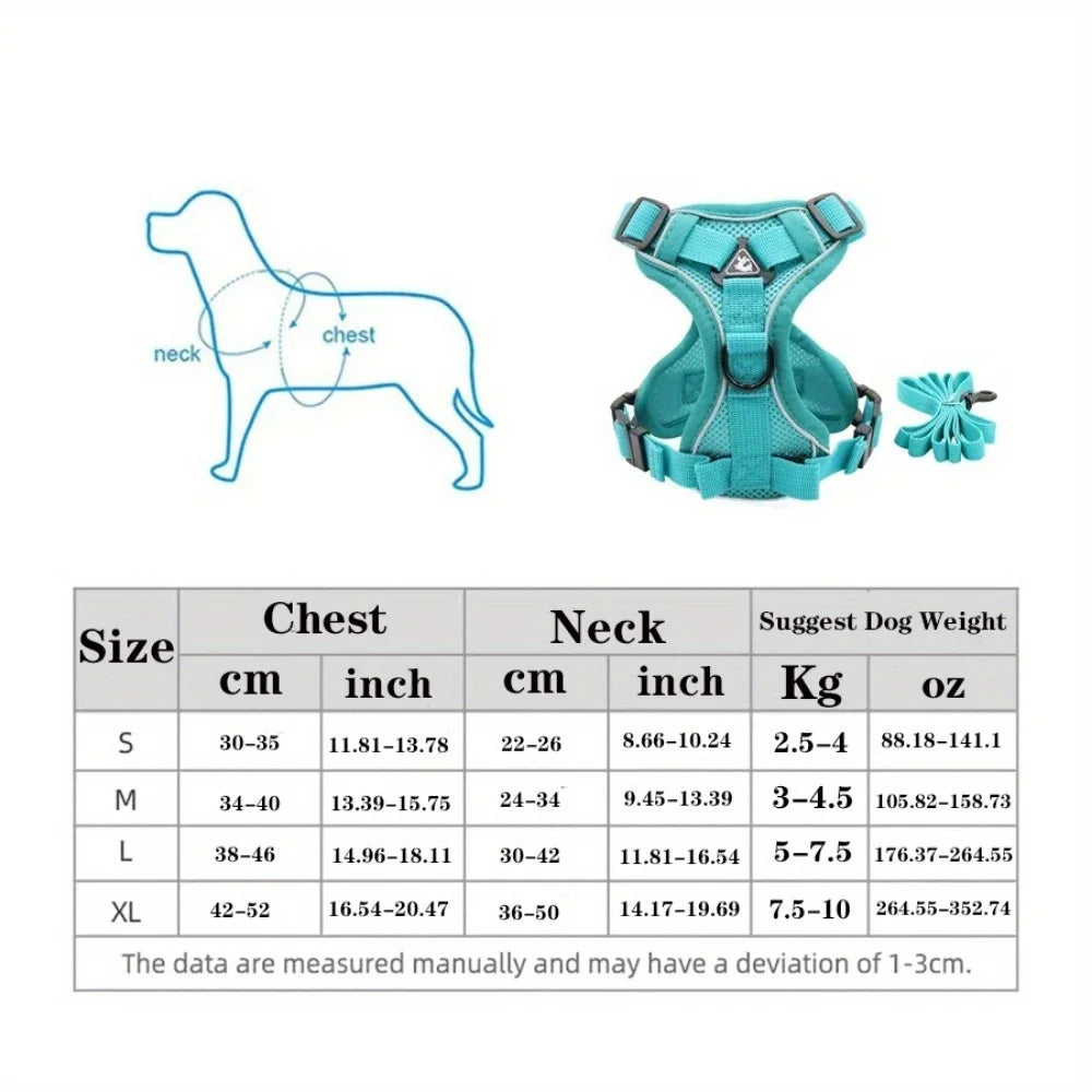 No Pull Reflective Dog Harness & Leash Set (S-XL)