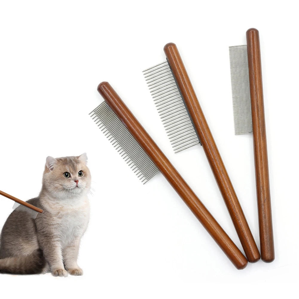 Wooden Pet Grooming Comb for Cats & Dogs – Anti-Shedding
