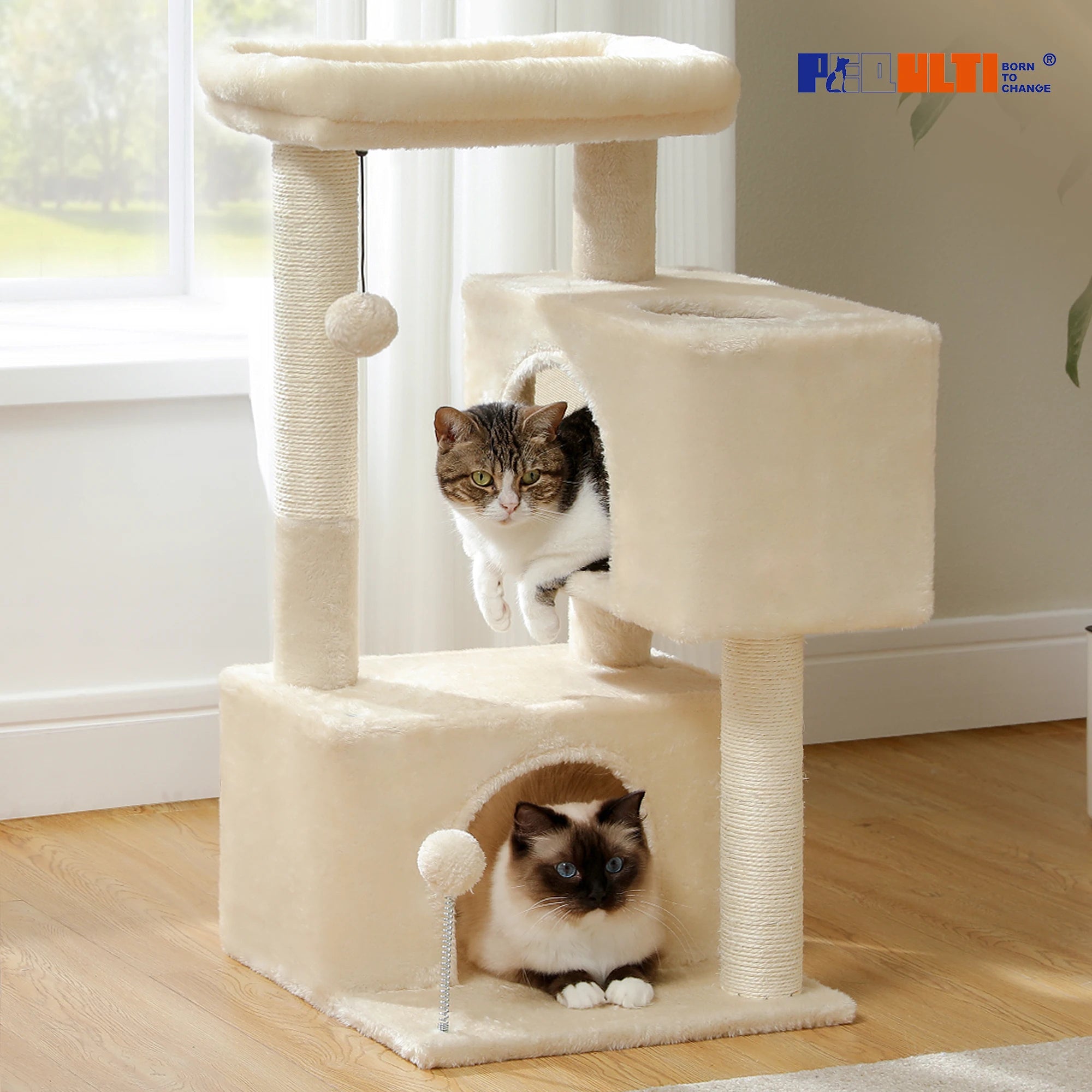 Multi-Level Cat Tree Tower with Condo & Scratching Posts