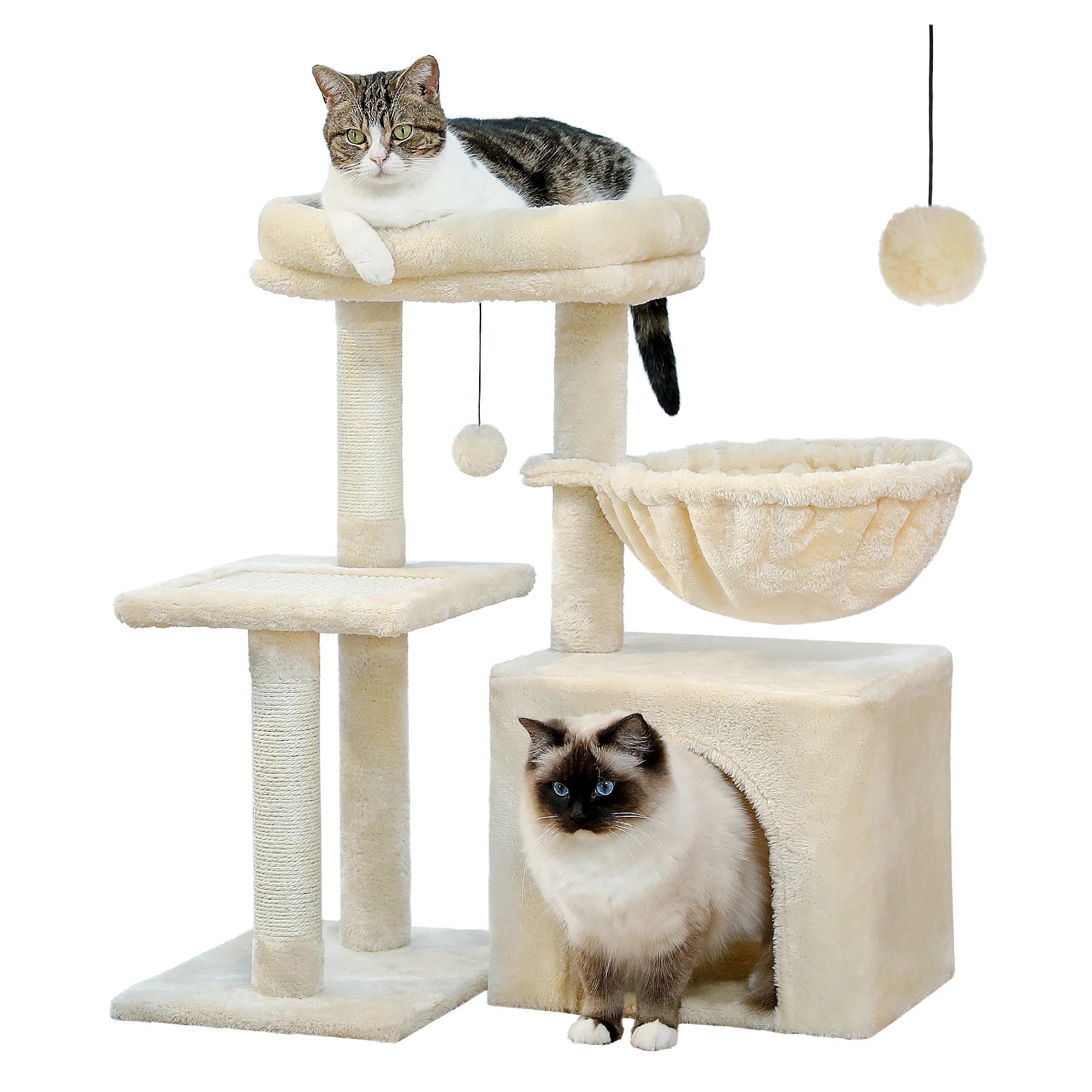 Cat Tree Tower with Condo, Hammock & Scratching Posts