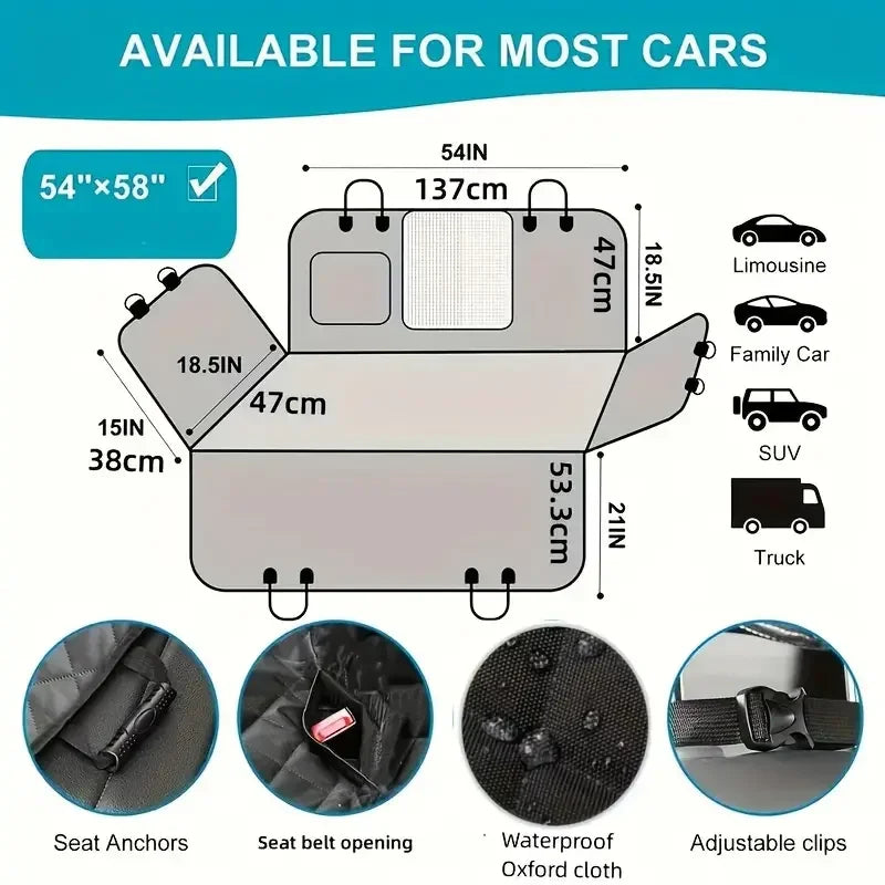 Waterproof Dog Car Seat Cover with Side Flaps