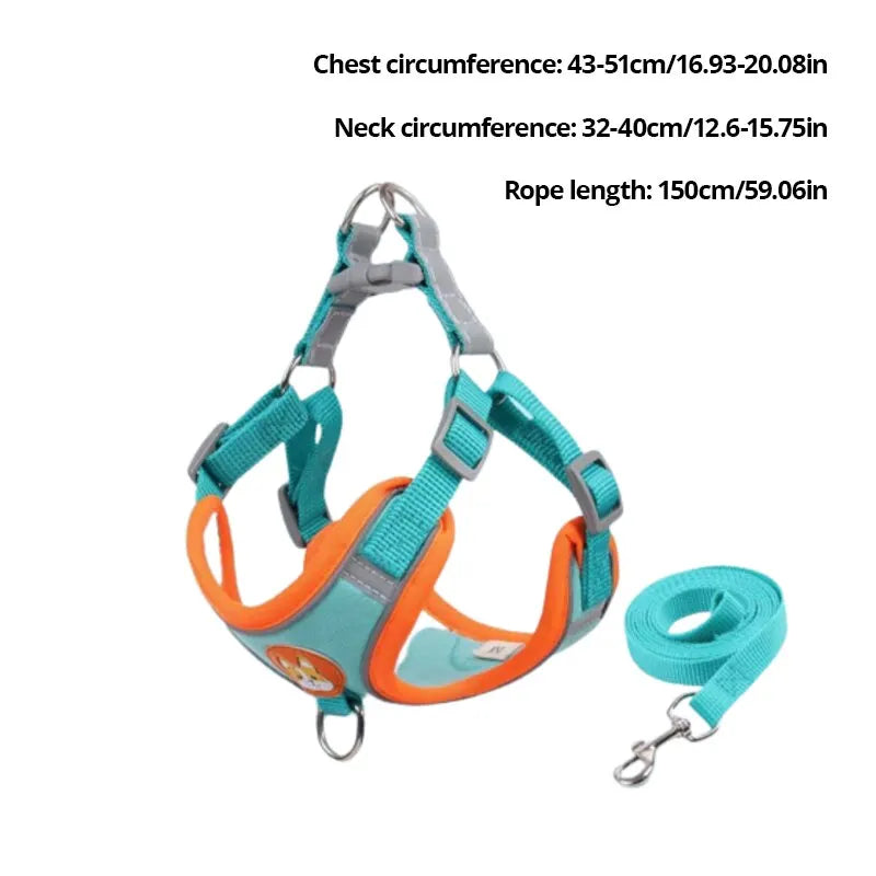 Reflective Dog Harness and Leash Set for Small & Medium Dogs