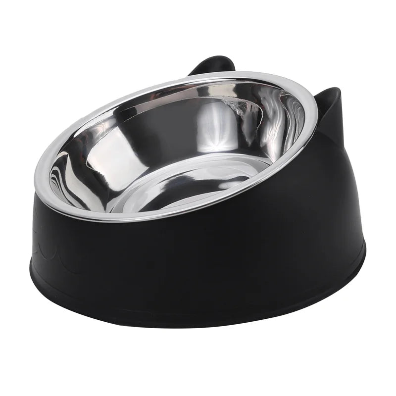 Cute Cat Ear Pet Bowl with Stainless Steel Dish