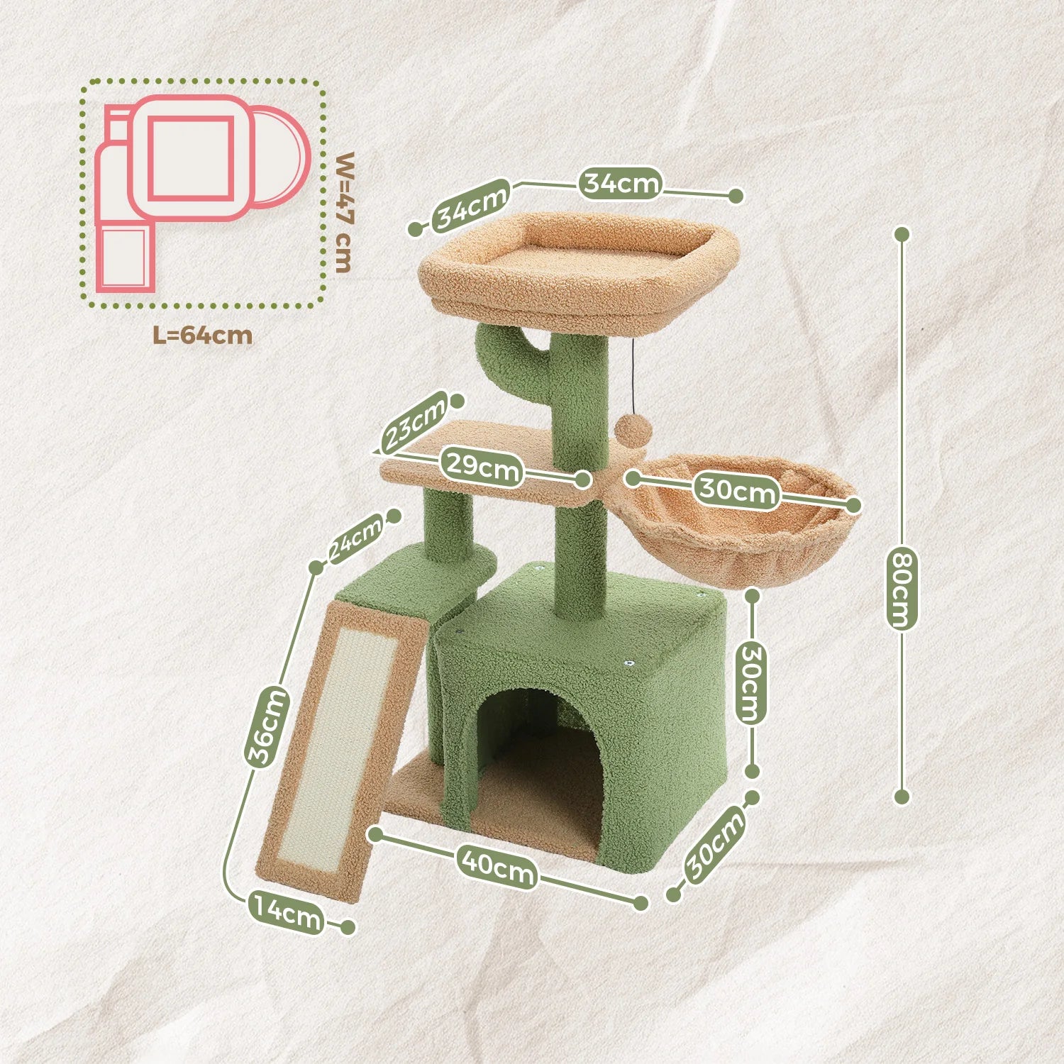 Cat Tree Tower with Condo, Hammock & Scratching Posts