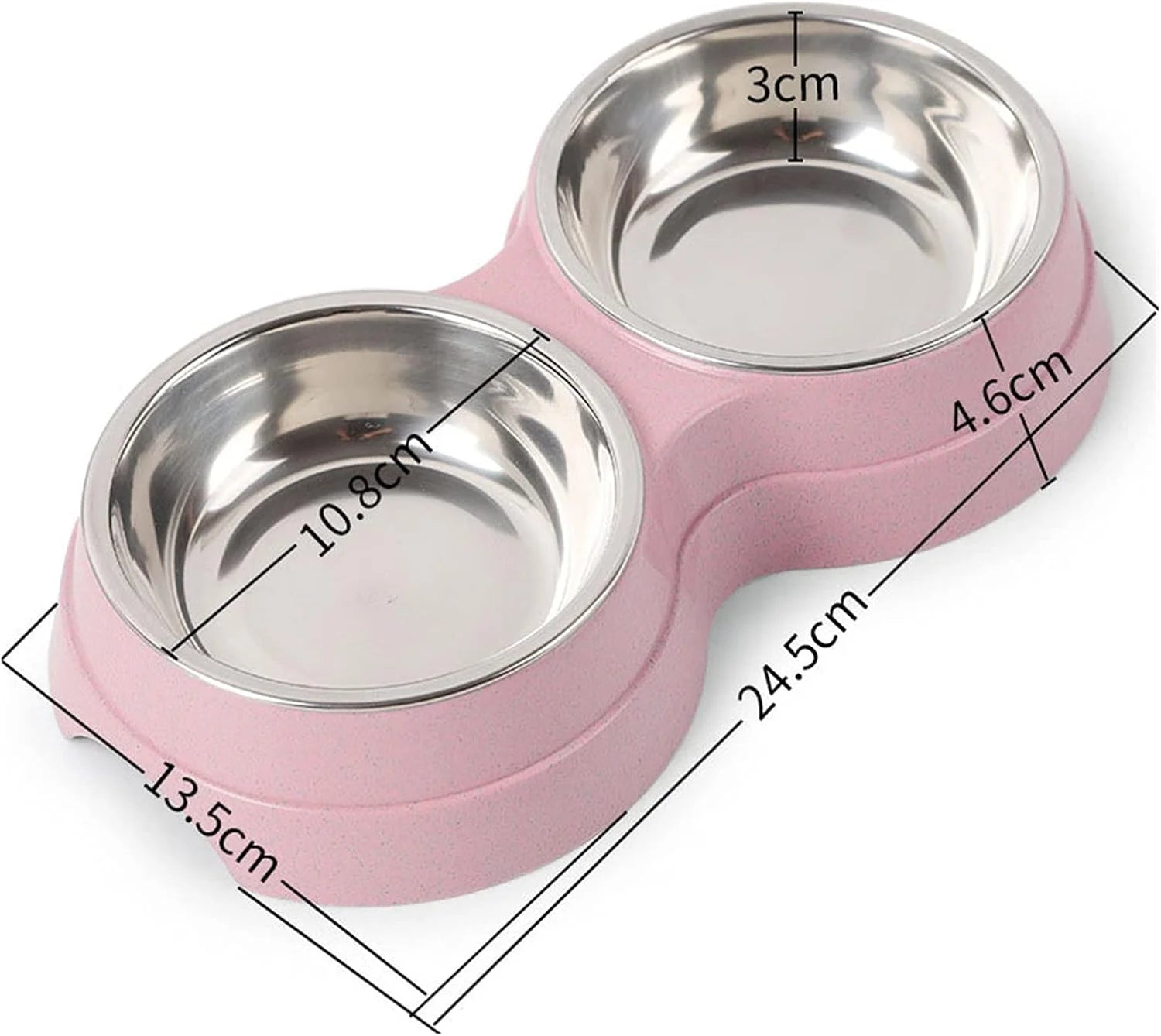 Double Pet Bowl with Stainless Steel Feeding Dish