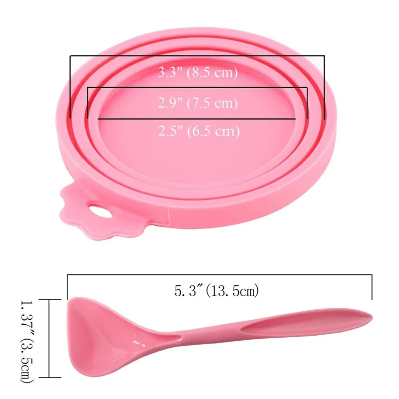 Silicone Pet Food Can Lids with Spoon Set