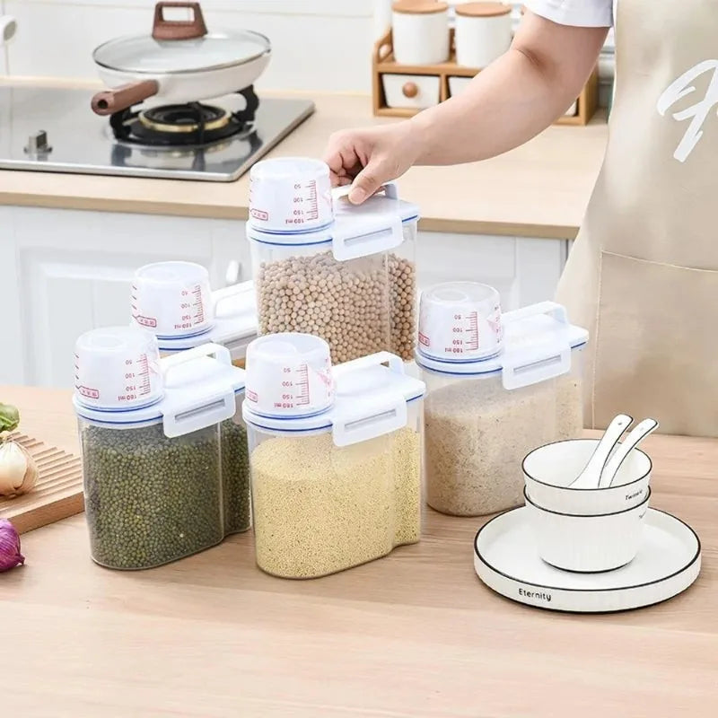 Airtight Food Storage Container with Measuring Cup