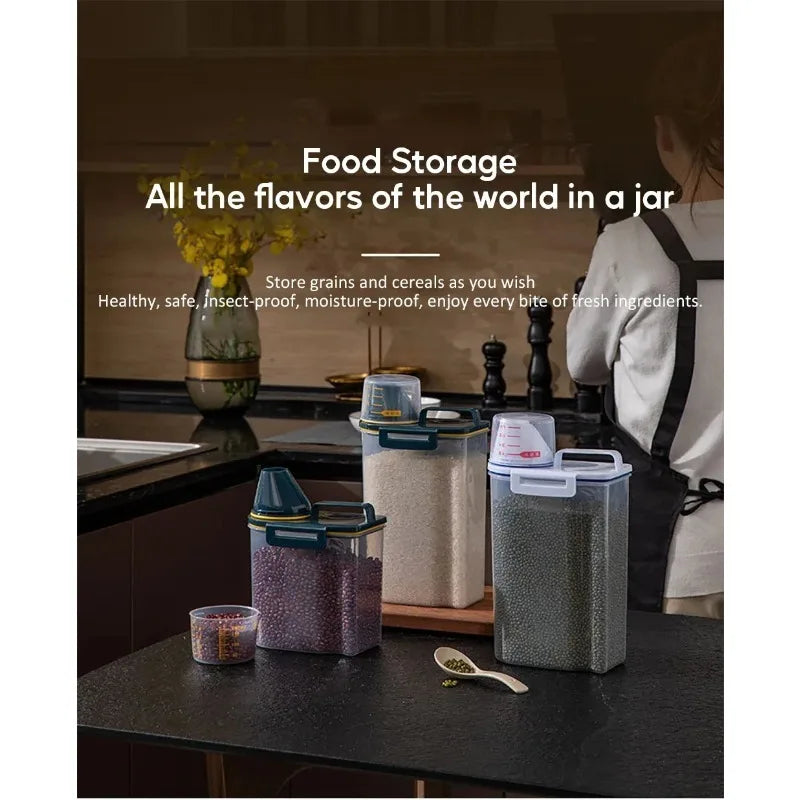Airtight Food Storage Container with Measuring Cup