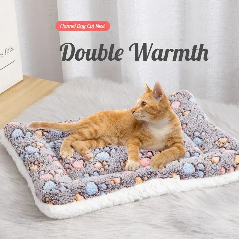 Double-Sided Plush Pet Bed Mat for Dogs & Cats
