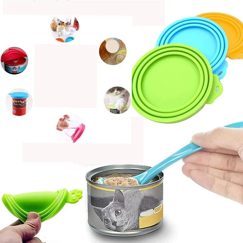 Silicone Pet Food Can Lids with Spoon Set