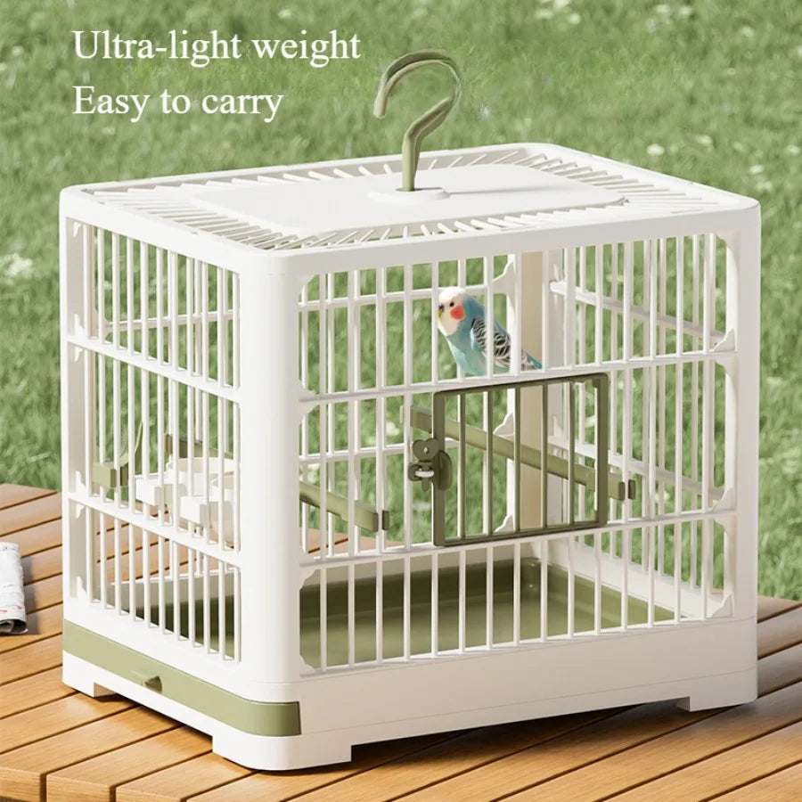 Portable Bird Travel Cage with Perches & Feeders
