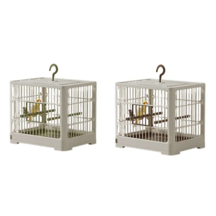 Portable Bird Travel Cage with Perches & Feeders
