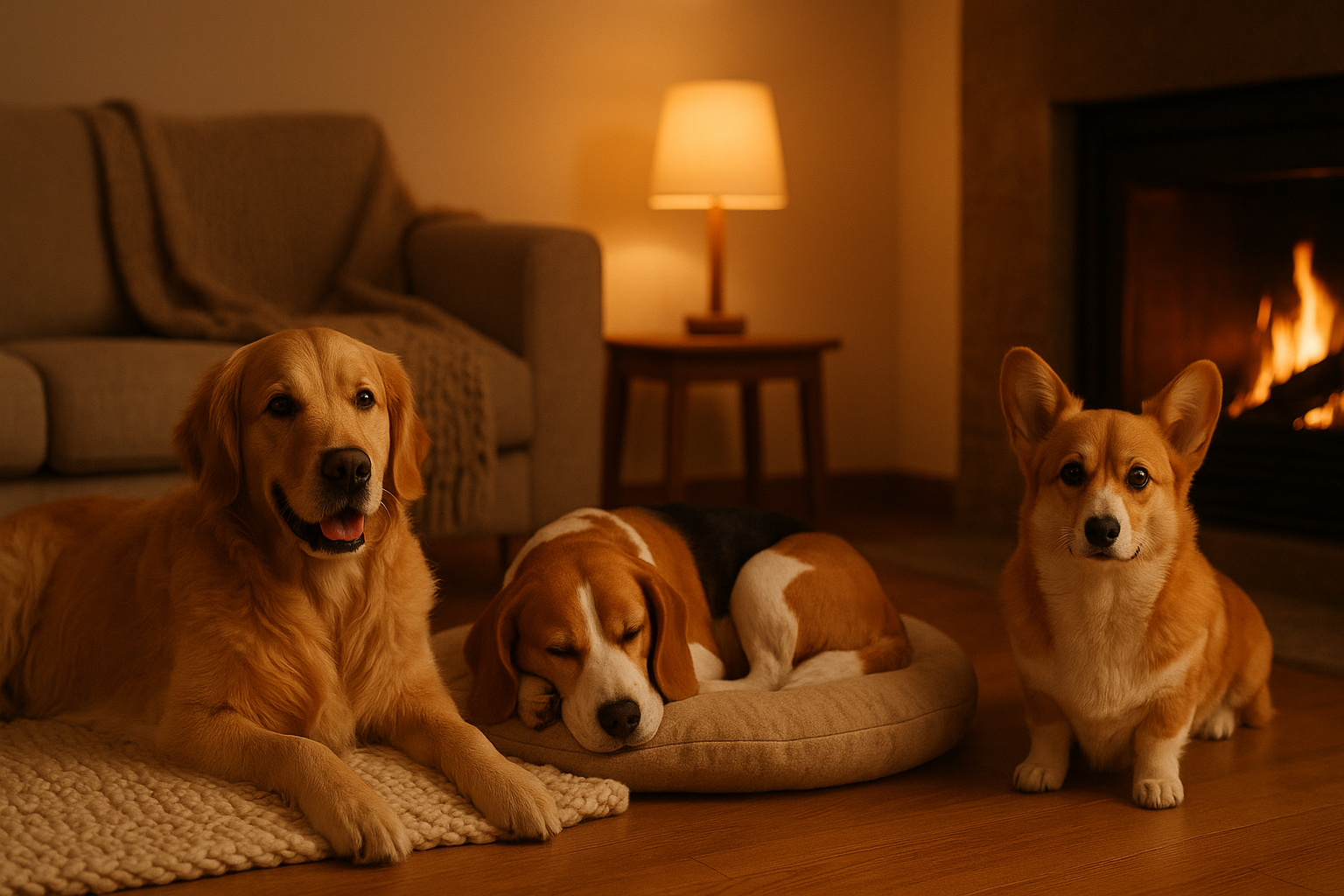 hero banner for dogs collection. image should have real dogs and some padding so real dogs can fit in the view. no words in the images. cozy image please.