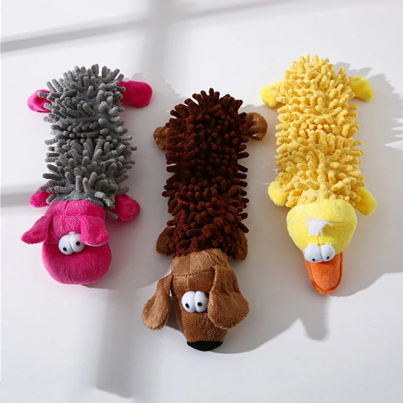 Plush Animal Squeaky Dog Toy – Cute Cartoon Style