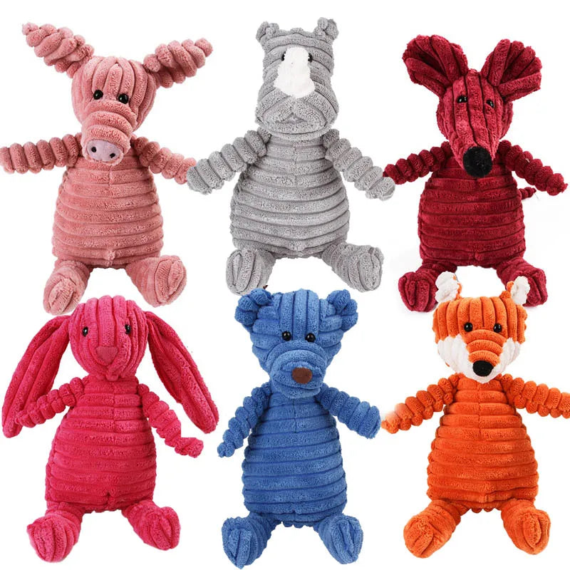 Corduroy Animal Plush Squeaky Dog Toy