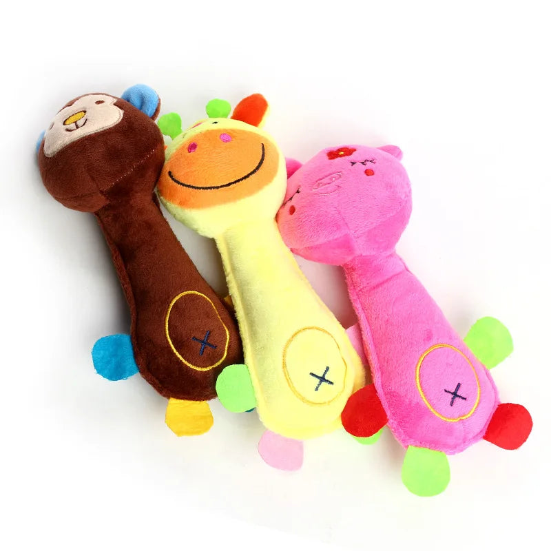 Plush Animal Squeaky Dog Toy – Cute Cartoon Style